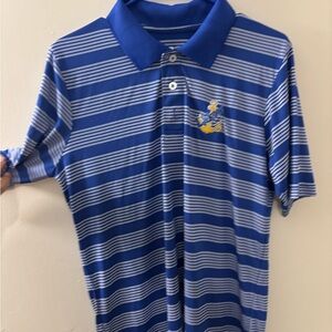 Russell Athletic Blue and White Striped Polo Shirt